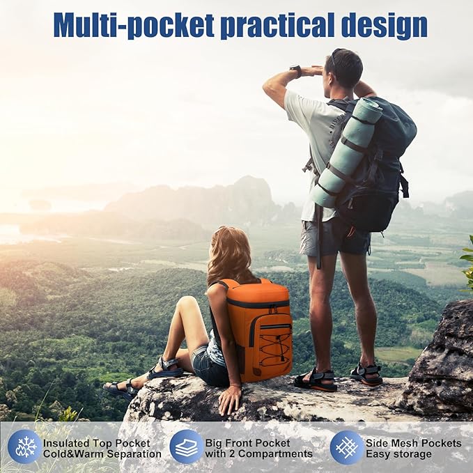 Backpack Cooler Insulated Leak Proof for Men Wowen 36 Cans Soft Cooler Backpack Insulated Waterproof Large Capacity Coolers Bag Portable for Lunch Camping Travel Picnic Hiking
