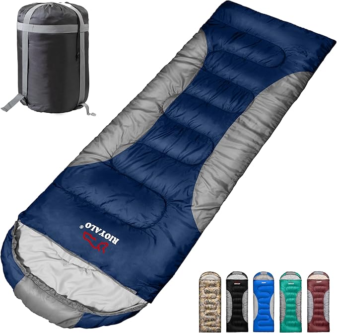 0 Degree Winter Sleeping Bags for Adults Camping (450GSM) - Temp Range (5F–32F) Portable Waterproof Compression Sack- Camping Sleeping Bags for Big and Tall in Env Hoodie: Backpacking Hiking 4 Season