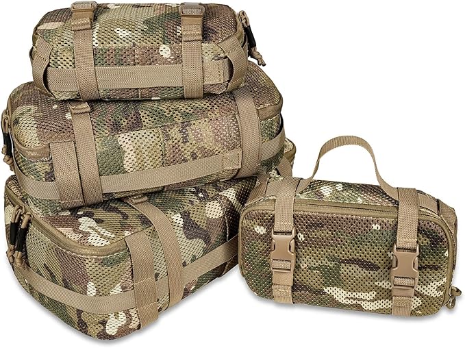 4 Set Tactical Packing Cubes ,Compressible Mesh Duffle Storage Bag,Portable Edc Molle Pouch Organizer.