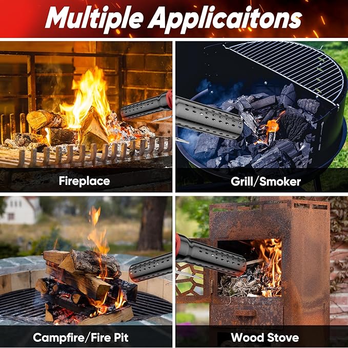 SHALL Electric Charcoal Starter Fire Lighter with Air Blower, 60S Rises to 1100β Chemical Free Heated for BBQ Smoker, Grill Starter, Wood Burning Fireplaces & Fire Pits | 4ft Cable