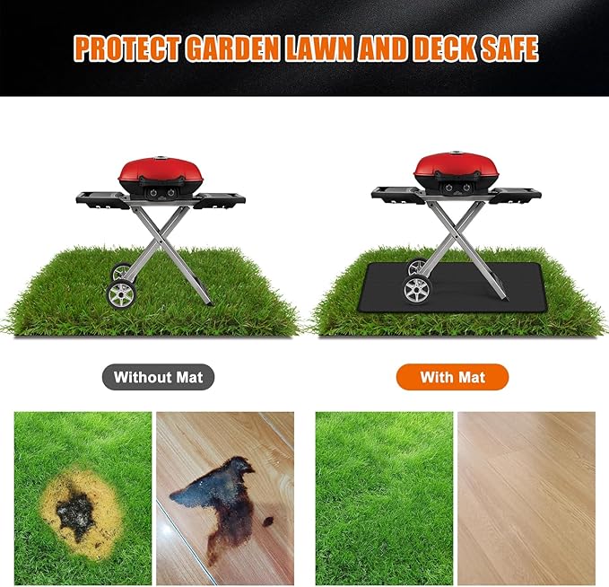 Cook's Aid Large Under Grill Mat for Outdoor Grill,0.35" Thick Double-Sided Fireproof Grill Pad,Indoor Fireplace/Fire Pit Mat,Oil-Proof Waterproof BBQ Protector for Decks and Patios (24"x31")