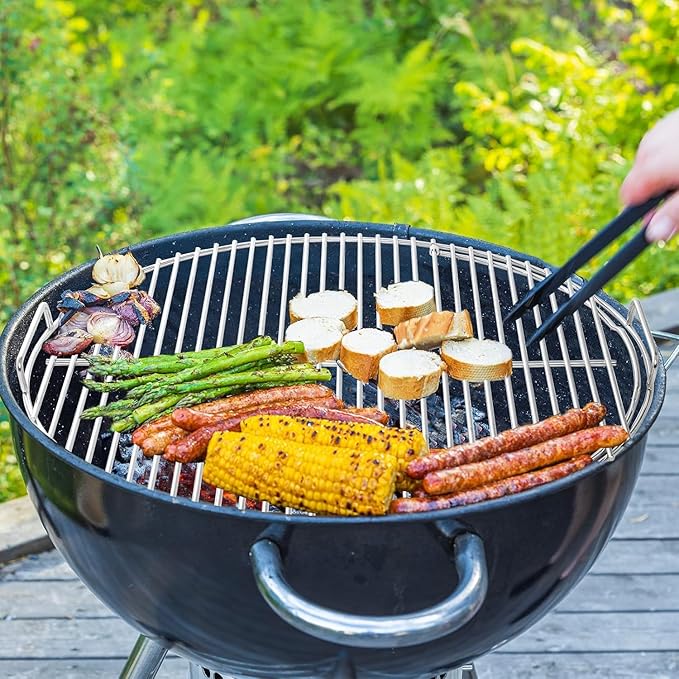 26" Charcoal Cooking Grate for Weber Kettle Charcoal Grill, Stainless Steel Hinged Grid for 2-Zone Cooking, Kettle Grill Charcoal Cooking Grid for Tailgating Backyard, Also Fits Similar Sized Fire Pit