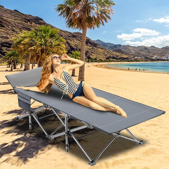 ABORON Oversized Folding Camping Cot for Adults, Double Layer 1200D, 500lb Capacity, Heavy Duty Guest Cot with Mat & Carrying Bag for Indoor & Outdoor Use