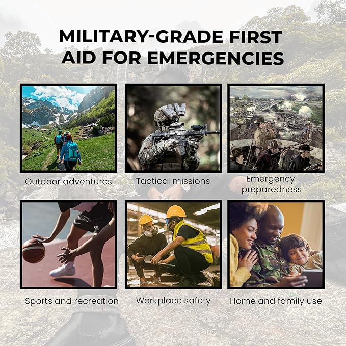 IFAK (Individual First Aid Kit) Trauma Kit with CAT Tourniquet — Medical Pouch for Tactical, Outdoor, Hiking, Military — Backpacking Emergency Medical Kit for Bleeding Control (Black)