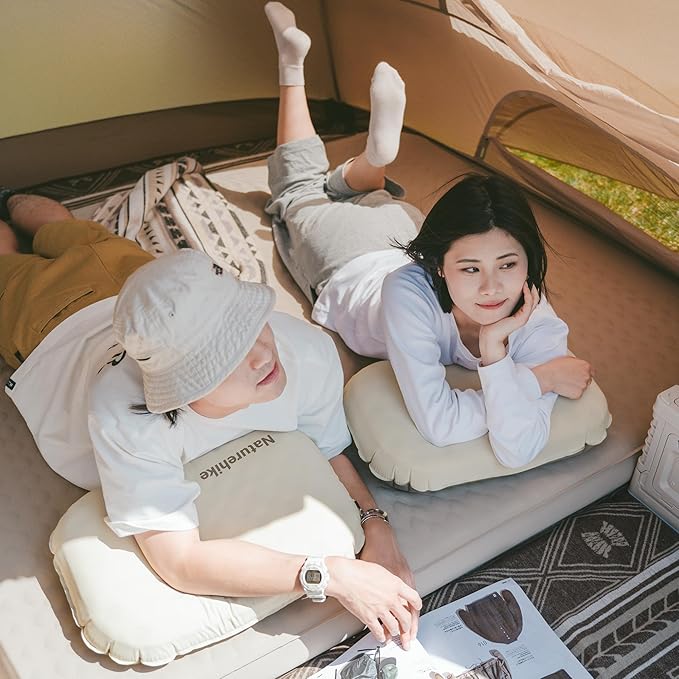 Naturehike 5.7oz Ultralight Inflatable Foam Bed Pillow, Adjustable Firmness Ergonomic Camping Pillows for Travel, Hiking, Backpacking, Home, 2024 Asia Outdoor Gear Awards