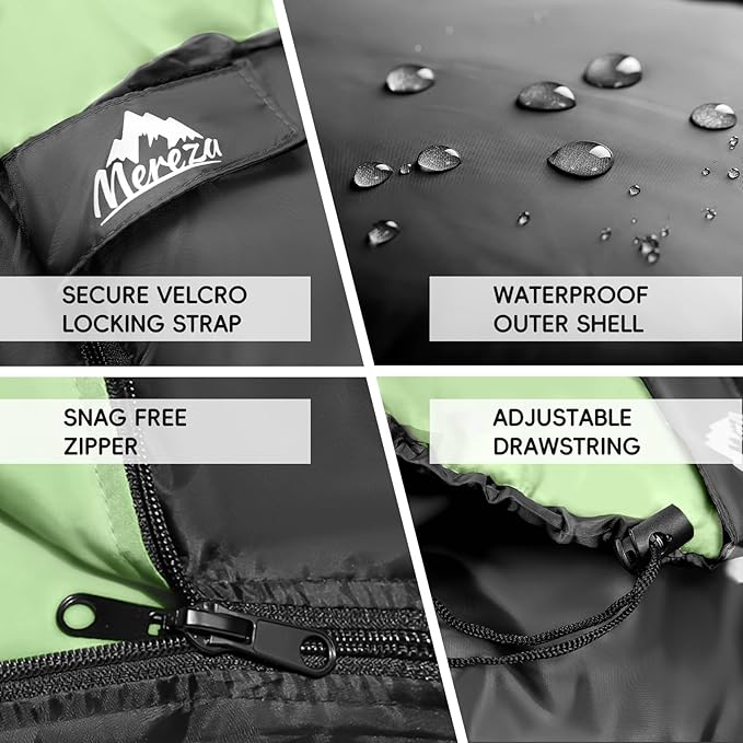 MEREZA Double Sleeping Bag, 2 Person Sleeping Bag for Adult Mens Camping, Two Person Sleeping Bag with Pillow Outdoor Indoor, XL Queen Size Sleeping Bag for Cold Warm Weather