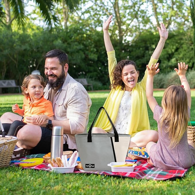Lunch Bag for Women Men, Reusable Lunch Tote Lunch Box, Large Capacity Leakproof Lunch Tote Bags with Front Pocket for Work Office Picnic or Travel (Purple)