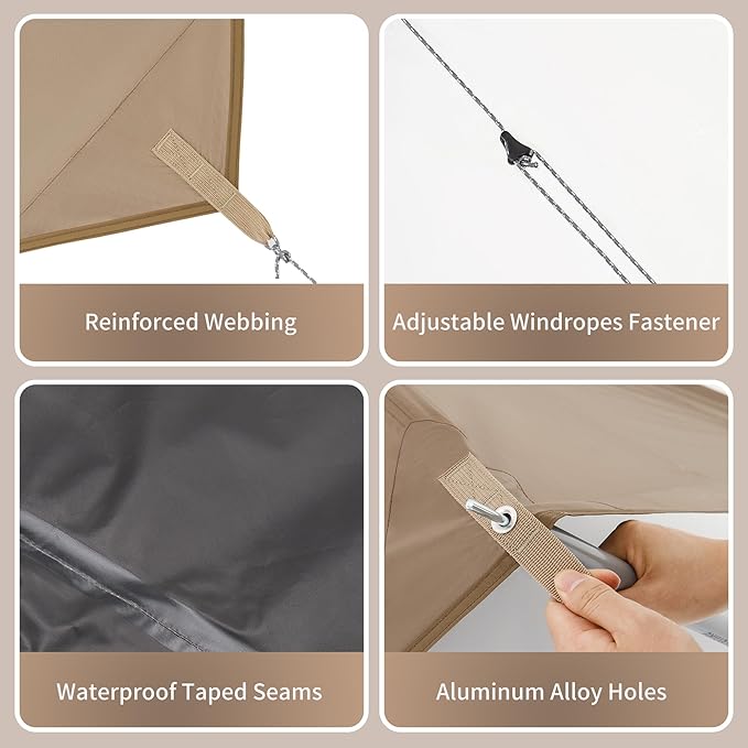 Naturehike Camping Tent Tarp with Poles, Waterproof PU 18000mm+, Anti-UV UPF2000+ Sun Shelter Rain Fly, Canopy for Outdoor Party, Picnic (13 x 9.6ft), CNK2350WS015
