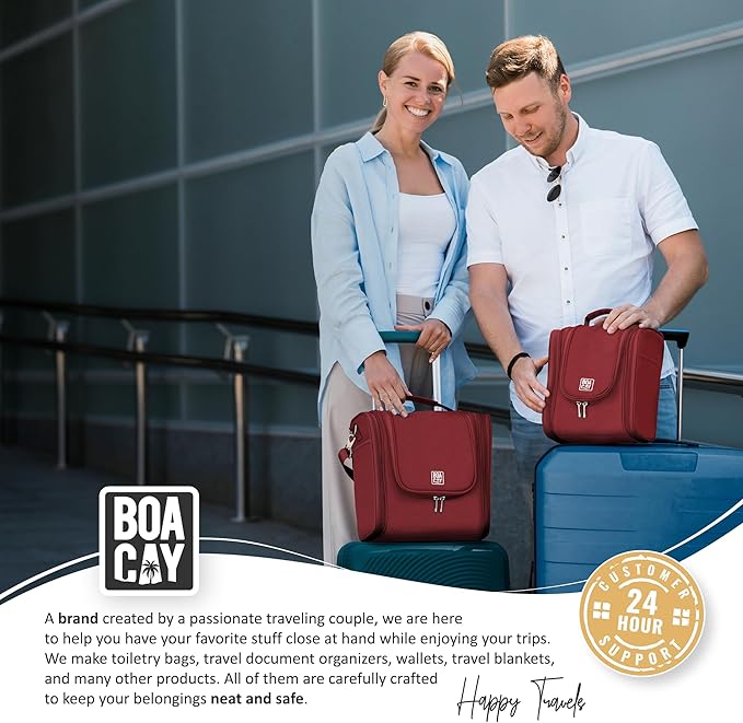 BOACAY Extra Large Hanging Travel Toiletry Bag for Women and Men, Makeup Bag, Bathroom & Shower Organizer Kit for Accessories, Cosmetics, Essentials