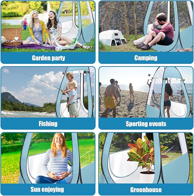 Sports Tent Pop Up Shelter, Instant Clear View Sports Pod, Weather Proof Pod Outdoor Rain Tents Camping Sun Shelter with 2 Windows for Sports Events, Hiking, Fishing, Beach 39.37 * 39.37 * 64.56”
