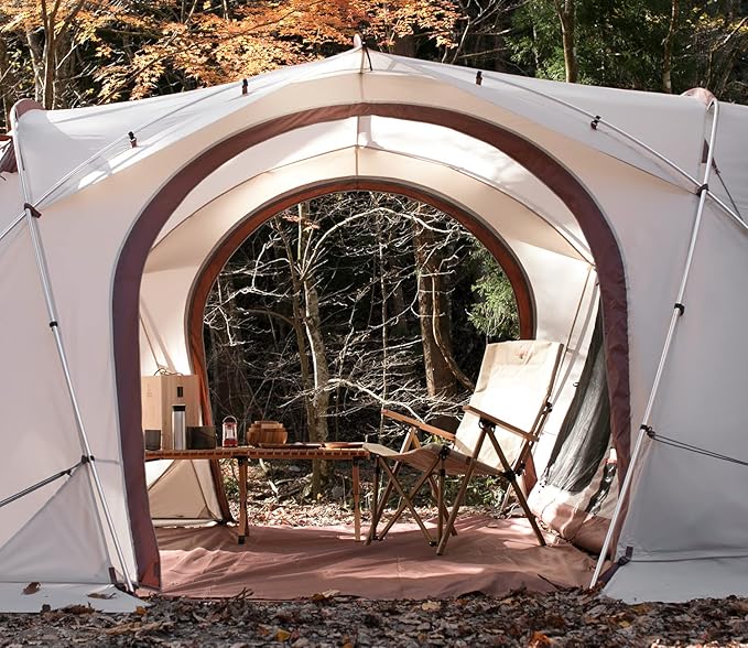 S'More Glamping Tent with Porch, 2/3/4/5/6 Person Durable Weatherproof Camping Tent, Large Family Tent with Room Divider, Easy Setup Tent with Screen Room