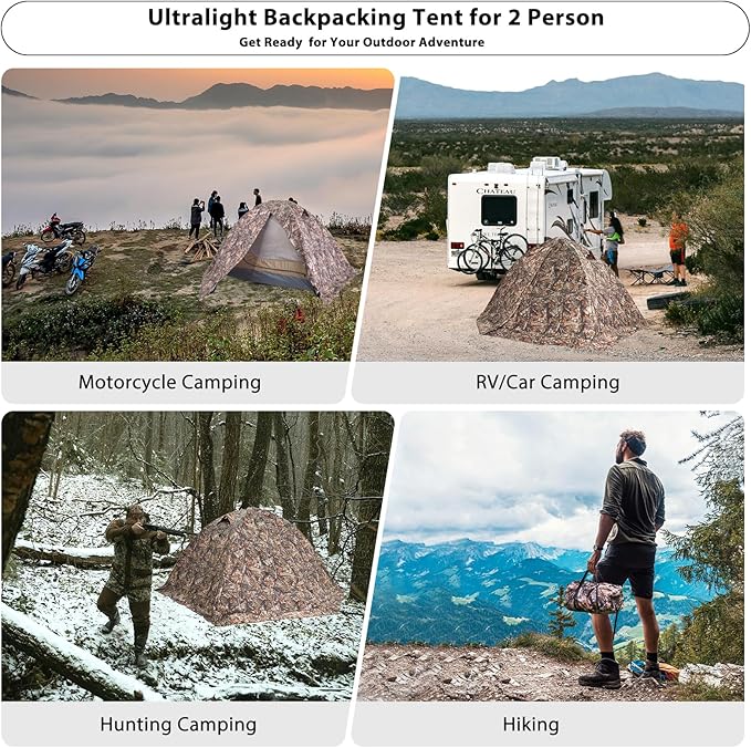 GEERTOP Ultralight 2 Person Backpacking Tent 4 Season Waterproof Camping Tent Double Layer Cold Weather Easy Set Up Tents for Family Camp, Hiking, Hunting Outdoor Mountaineering Travel