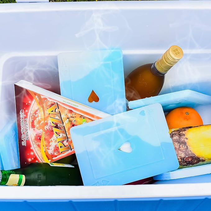 10pcs Ice packs for Lunch Box - Freezer Ice packs - Slim Long Lasting Cool Packs for Lunch Bags and Cooler, Poker Design (Heart)