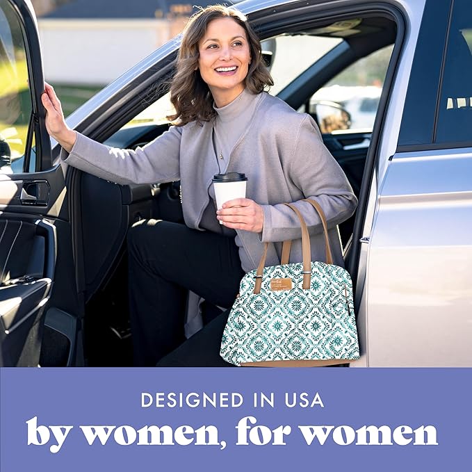 Fit & Fresh Lunch Bag For Women, Insulated Womens Lunch Bag For Work, Leakproof & Stain-Resistant Large Lunch Box For Women With Expandable Bottle Pocket, Zipper Closure Laketown Lunch Bag Aqua