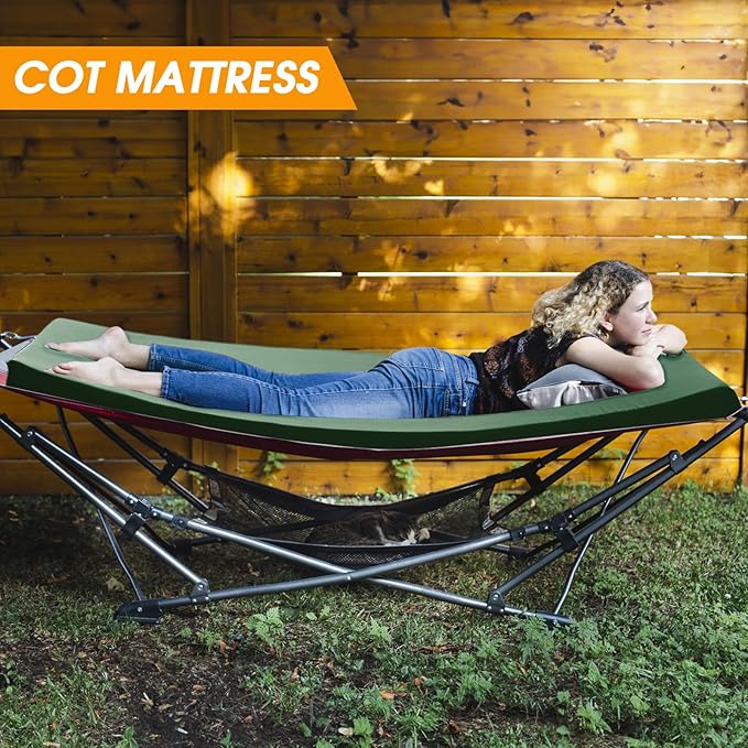 CYMULA Camping Cot Mattress 2in Memory Foam Sleeping Pad,Soft Warm Non-Slip Camping Mattress Topper with Retaining for Adults,Portable Roll up Pad for Travel(75 x30)(only Mattress)