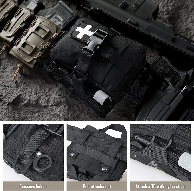 Tactical EMT Pouch, Rip Away Molle Medical Pouches IFAK Tear-Away First Aid Kit Emergency Survival Bag for Travel Outdoor Hiking