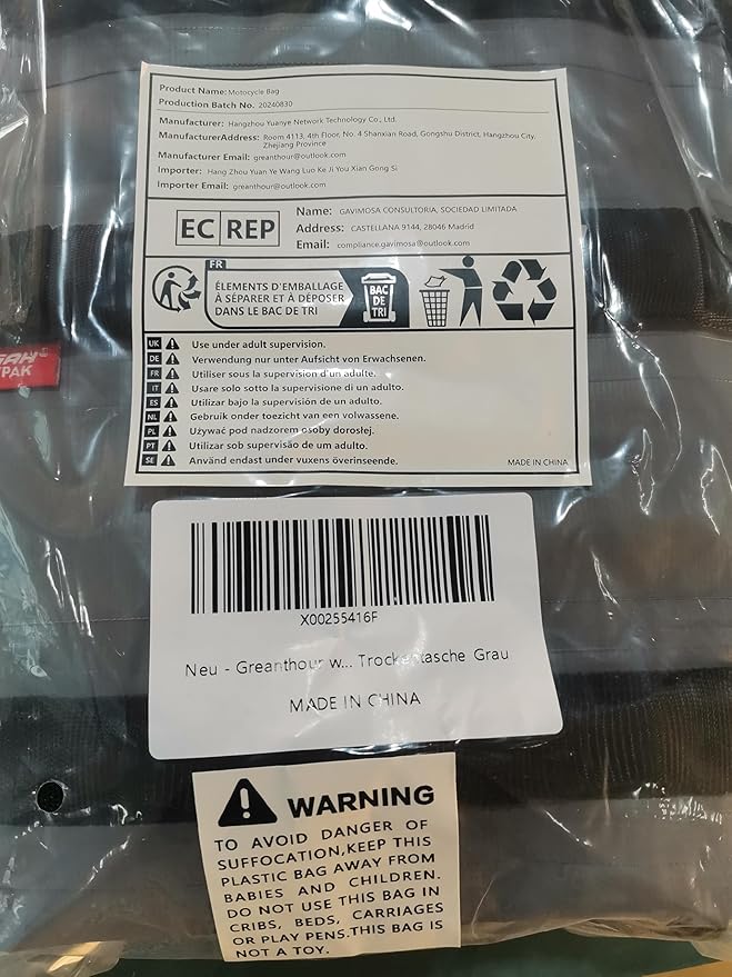 Waterproof Duffle & Tail Bag Saddle Bags, 20L Large Storage Space, for Motorcycle Back Seat, Dry Bag - Grey