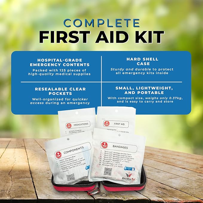 First Aid Kit for Home and Travel Essentials - Ideal for Emergency Car Kit and Camping Essentials - Portable First Aid Kits and Outdoors - Emergency First Aid Kit for Car and Road Trip Essentials