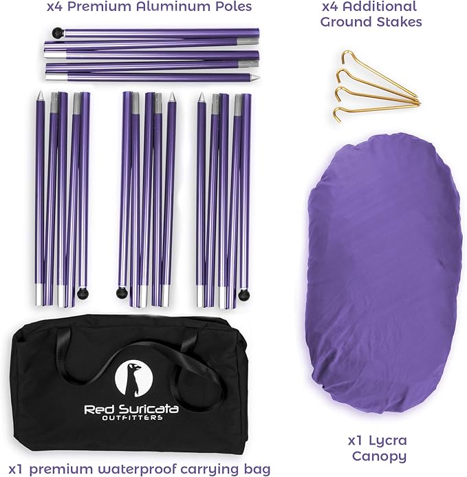 Red Suricata Family Beach Tent & Canopy, UPF50 Sun Shade, 4 Aluminum Poles, Sand Shovel, Large Portable Sun Shelter