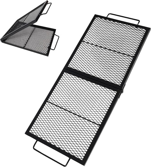 Lineslife Rectangle Fire Pit Cooking Grill Grate, Heavy Duty Outdoor Rectangle Campfire BBQ Grill with Handles, Camping Cookware and Accessory, 36 Inch