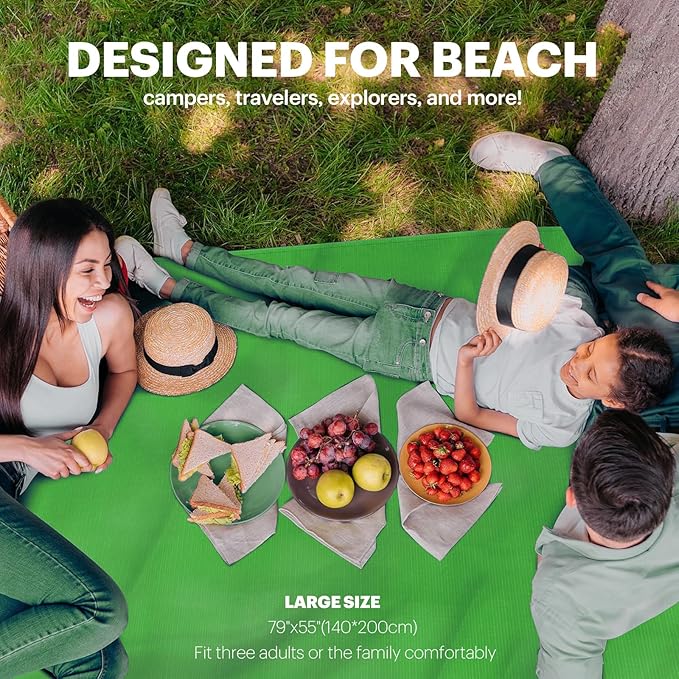 Beach Blanket Sandproof Waterproof, Beach Essentials Extra Large Beach Mat, 79" X 55" Oversized Durable Outdoor Picnic Mat Storage Bag for 1-4 Adults, Beach Accessories for Travel, Camping, Hiking