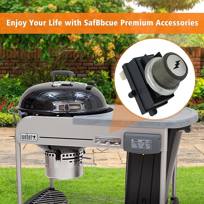 SafBbcue 65737 Igniter Kit for Weber Performer Platinum and Performer Deluxe(2013 and Newer), Grill Replacment Part for Weber Electronic 2-Outlet Ignition Kit, Replaces for Weber 65737, Black