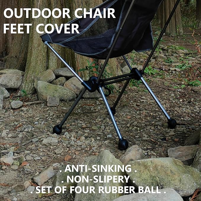 Fits 21-23mm Camping Chair Feets Rubber Ball Feet Anti Slipery Set of 4 Outdoor Chair Leg Cap Fishing Hiking, Compatible with Helinox Chair Zero One