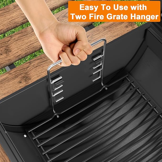 MixRBBQ 23" to 34" Universal Ash pan with 2 Fire Hanger for Chargriller Charcoal 1224, 1324, 2121, 2222, 2727, 2828, 2929, Charbroil 17302056 Oklahoma Joe Charcoal Ash Pan, Grill Replacement Part