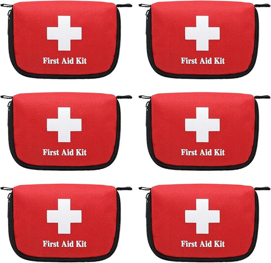 Faylapa 6Pcs Mini Empty First Aid Bag, 5.5x3.5x1.5 inches Small First Aid Kit, Emergency Medical Essentials Pouch Bag for Travel, Car, Home, Office, Camping, Outdoors, Hiking (Bag Only)