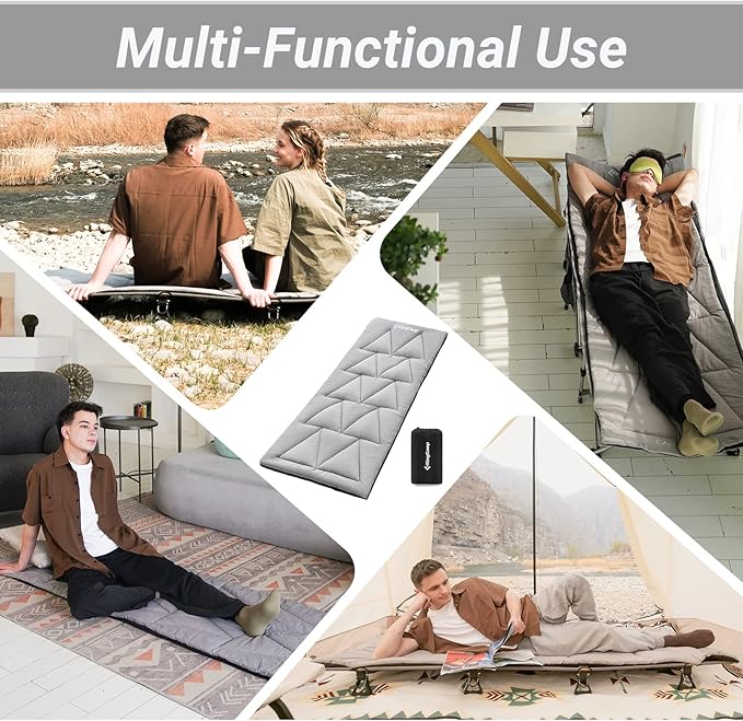 KingCamp Cot Pad Topper for Camping, Soft Warm Non-Slip Cot Mattress, Comfortable Lightweight Sleeping Mat for Outdoor & Indoor, Picnic, Hiking, Backpacking, Yoga
