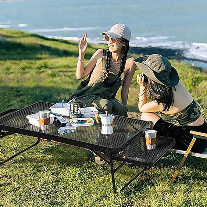 ROCK CLOUD Portable Camping Table with 2 Wing Panels Ultralight Metal Folding Table Small Camp Tables for Grill Beach Hiking Garden Outdoor Picnic RV BBQ