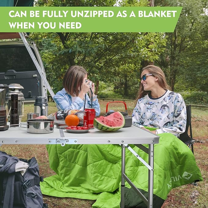 VILLEY Camping Sleeping Bag, Lightweight Backpacking Sleeping Bag with Carrying Bag for Adults & Kids, Outdoor Camping Hiking Equipment for 3 Season Warm & Cool Weather - Summer, Spring, Fall