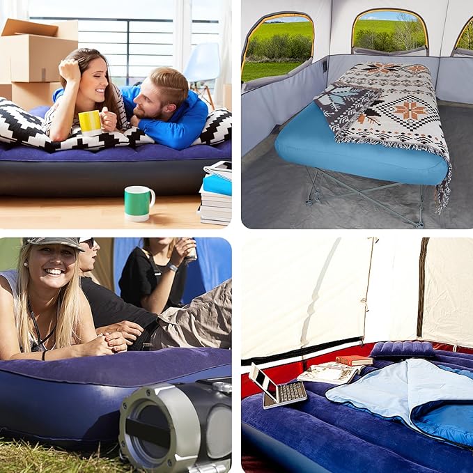 KAMPKEEPER Camping Cot,Folding Camping Bed with Inflatable Air Mattress and Carry Bag,for Outdoor Travel Camp Beach Vacation,(not Included The Airpump)