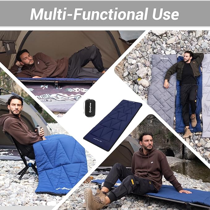 KingCamp Cot Mattress, Portable Lightweight Camping Sleeping Mat Soft Comfortable Non-Slip Cot Pad for Camp Cot, RV Bunk & Twin Beds
