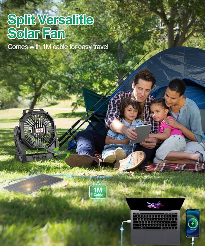 CONBOLA 25400mAh,Camping Fan, Portable Fans Rechargeable 9-Inch Battery Powered LED Lantern, USB C Battery Beach Fan.