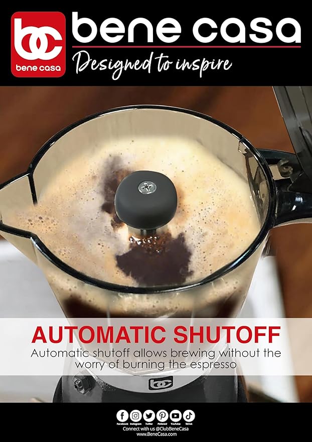 Bene Casa Black Portable Electric Espresso Maker/Cafetera, 1-3 Cups/Shots (1, BLACK)