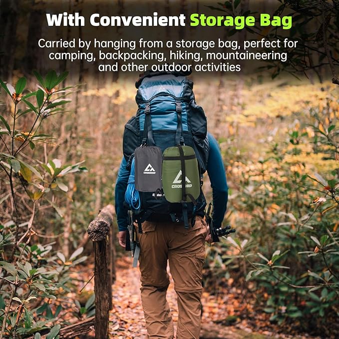 Camping Hammock with Mosquito Net and Rain Fly Tarp - 2 Person Hammock Tent, Portable Parachute Nylon Hammock for Outdoor, Hiking, Backpacking, Backyard, Beach, Travel (Hold Up to 500lbs)