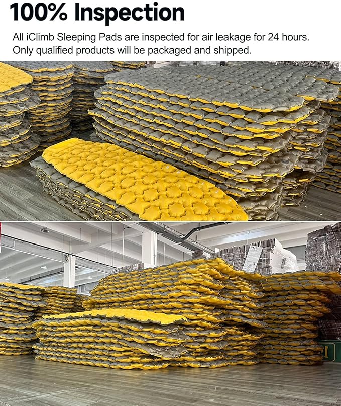 iClimb Stable Comfortable Air Sleeping Pad Ultralight Compact for Adults Camping Backpacking