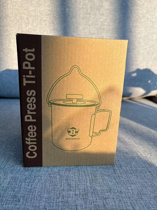 Bestargot Titanium Pot 750ml, Portable French Press | Ultralight Camping Pot for Coffee, Cooking & Survival | Compatible with Camp Stoves