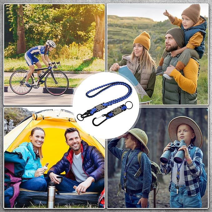 Frienda 2 Set Heavy Duty Paracord Lanyard Necklace Whistles Strap Braided 550 Keychain Lanyard for Outdoor Activities Camera