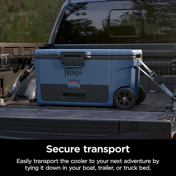 Ninja | Cooler | FrostVault 65QT Cooler with Wheels | Insulated with Temp Dry Storage Drawer | Keeps Ice Cold for Days | for The Beach, Camping, Picnics & More | Lakeshore Blue | FB265BL