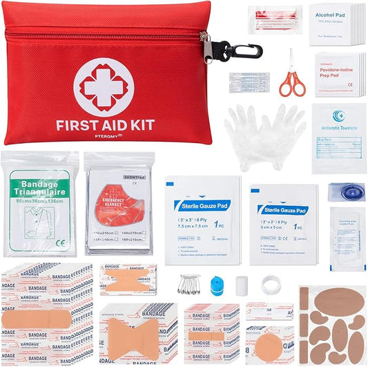 PTEROMY 150 Piece Mini First Aid Kit, Portable Small Emergency Kits Compact 1st Aid Kit for Car, Travel, Home, Camping, Outdoor, Hiking