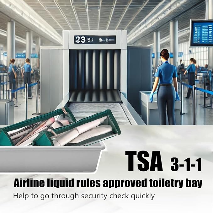 TSA Approved Clear Toiletry Shaving Bag 2 Pack Dark Green Transparent Vinyl Makeup Bag See Through Travel Cosmetic Packing Organizer Clear Makeup Organizer Bag Utility Pouches for Men & Women