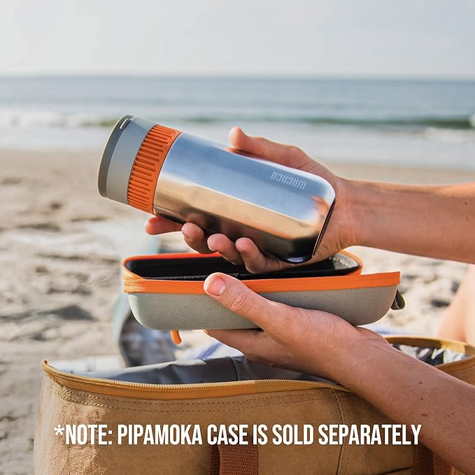 WACACO Pipamoka Portable Coffee Maker, Coffee brewer, All-in-one Vacuum Pressured,Insulated Travel Mug, Hand Powered and Filter Pressure Brewer, Stainless Steel Thermo Cup, 10 fl oz