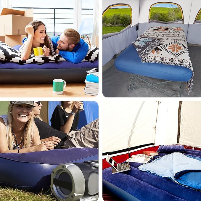 KAMPKEEPER Camping Cot,Folding Camping Bed with Inflatable Air Mattress and Carry Bag,for Outdoor Travel Camp Beach Vacation,(not Included The Airpump)