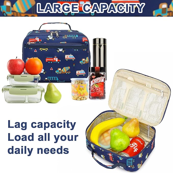 LOIDOU Lunch Box for Kids Boys Girls Insulated Lunch Bag Thermal Meal Tote Reusable Lunch Pail Bags for School Travel