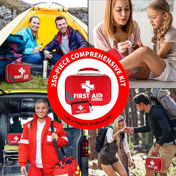 Protect Life Survival First Aid Kit for Home/Business, Camping Survival Kits | Mini Travel First Aid Kit | Camping Equipment | Small Kits for Car | Outdoor Emergency Survivals Pack