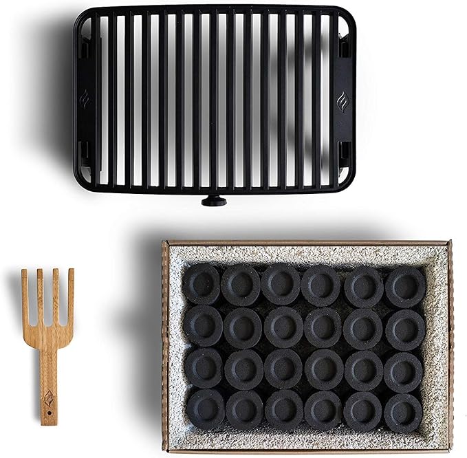 Fire & Flavor HERO Grill Kit Ultra-Portable Easy Instant Light Charcoal Grilling for Tailgating, Beach, RV, Park, Patio or Outdoor Activities with Reusable Eco-Friendly Pod