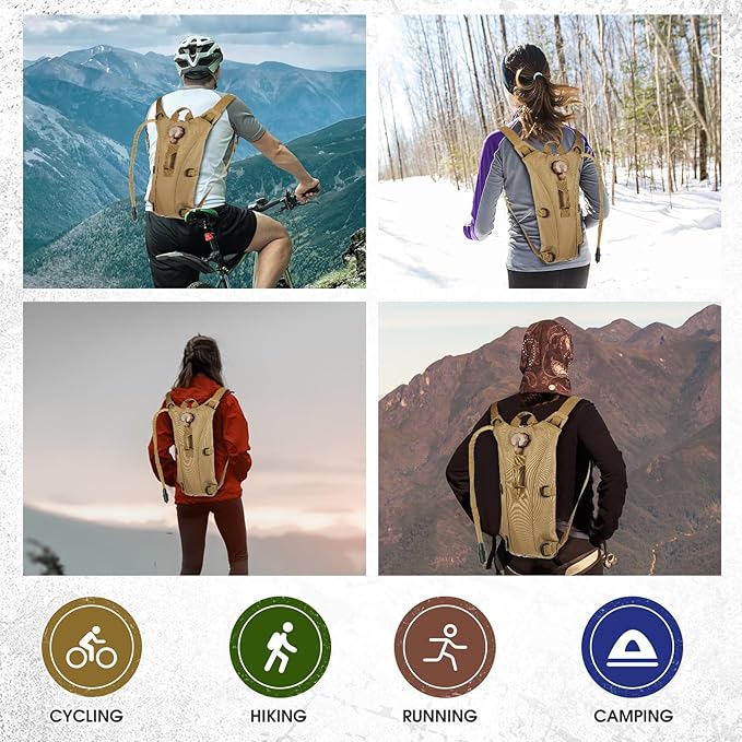 Sanwuta 2 Pcs Hydration Backpack with 3 Liter Water Bladder Tactical Lightweight 17.72 x 7.87 Inch Hydration Pack Backpack Water Backpack Hydration Bag Water Bag for Hiking Running