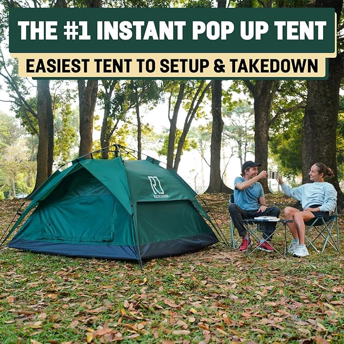 Reactive Outdoor Tent - 3 Second Tent - 3 Sec Instant Pop Up Tent - Easy and Quick Setup Camping Tent - 1 Person Setup Waterproof Double Layer Outdoor Camping Tent
